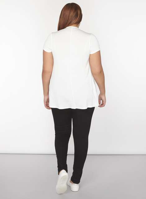 **DP Curve Ivory Pleat Front Tee